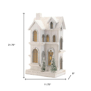 HomeRoots 22" White and Green Wood Tabletop Sculpture with LED Lighting - Modern Art Décor for Home & Gifts 633836