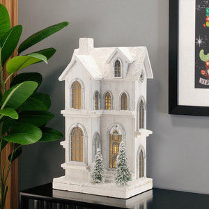 HomeRoots 22" White and Green Wood Tabletop Sculpture with LED Lighting - Modern Art Décor for Home & Gifts 633836