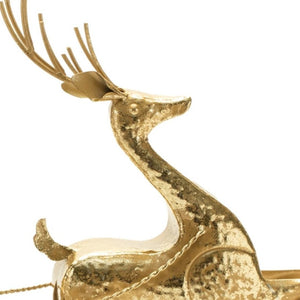 HomeRoots 15" Gold Iron Deer Tabletop Sculpture - Elegant Holiday Decor Accent for Festive Displays & Gifting 633860