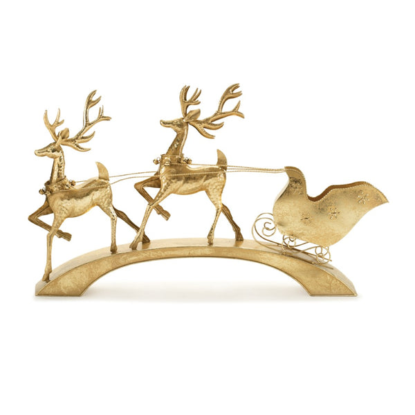 HomeRoots 25" Gold Iron Deer Tabletop Sculpture - Elegant Holiday Decor for Centerpieces & Gift-Giving 633862
