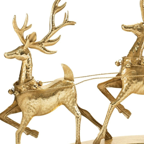 HomeRoots 25" Gold Iron Deer Tabletop Sculpture - Elegant Holiday Decor for Centerpieces & Gift-Giving 633862