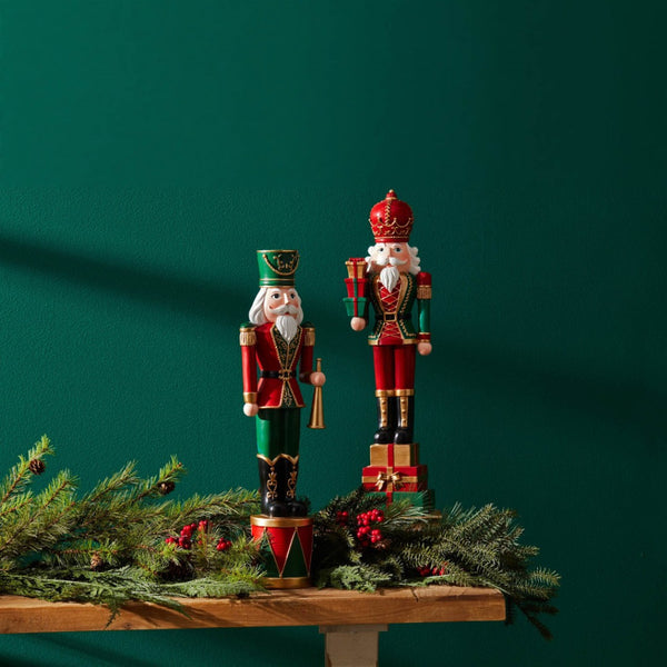 HomeRoots Set of Two Modern Polyresin Tabletop Sculptures in Bold Red, Green, and Black for Stylish Decor 633866
