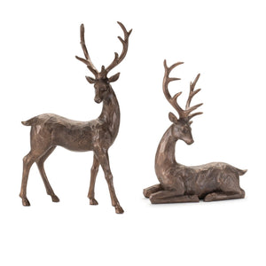 HomeRoots Set of Two Elegant Brown Polyresin Deer Figurines – Perfect Nature-Inspired Décor for Any Space! 633867