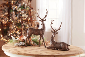 HomeRoots Set of Two Elegant Brown Polyresin Deer Figurines – Perfect Nature-Inspired Décor for Any Space! 633867