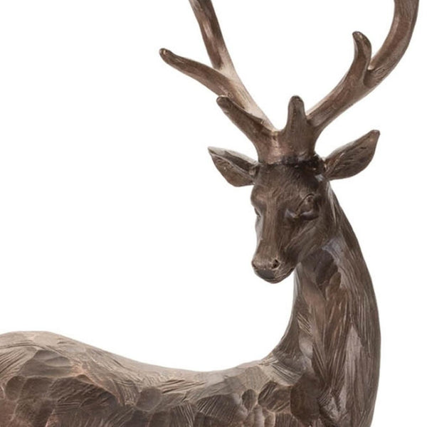 HomeRoots Set of Two Elegant Brown Polyresin Deer Figurines – Perfect Nature-Inspired Décor for Any Space! 633867