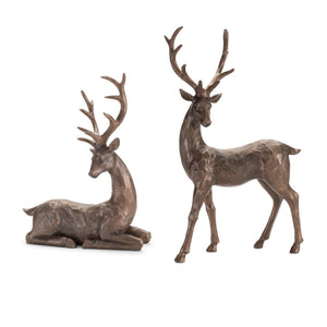 HomeRoots Set of Two Elegant Brown Polyresin Deer Figurines – Perfect Nature-Inspired Décor for Any Space! 633867