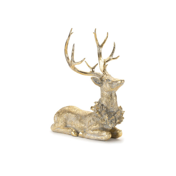 HomeRoots Set of Two Elegant Gold and Gray Polyresin Deer Figurines – Rustic Holiday Décor for Any Space! 633875