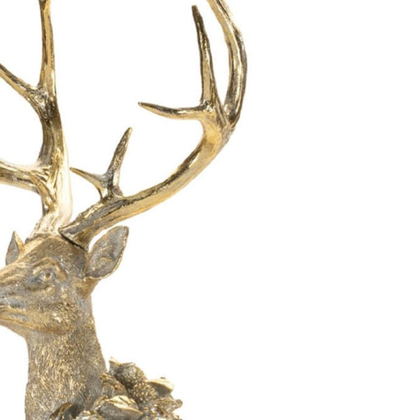 HomeRoots Set of Two Elegant Gold and Gray Polyresin Deer Figurines – Rustic Holiday Décor for Any Space! 633875