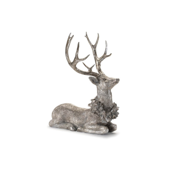 HomeRoots Set of Two Silver and Black Polyresin Deer Figurines for Elegant Holiday Décor and Gift Giving 633876