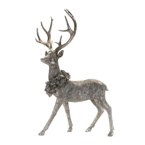 HomeRoots Set of Two Silver and Black Polyresin Deer Figurines for Elegant Holiday Décor and Gift Giving 633876