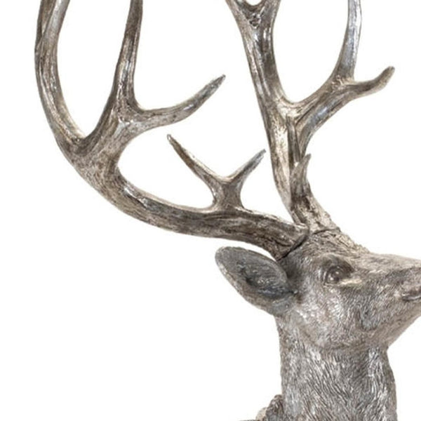 HomeRoots Set of Two Silver and Black Polyresin Deer Figurines for Elegant Holiday Décor and Gift Giving 633876