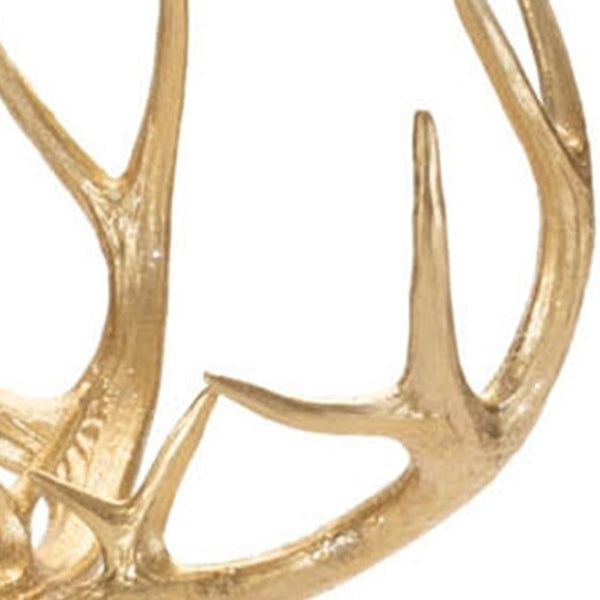 HomeRoots Set of Two Elegant White and Gold Polyresin Deer Figurines with LED Light for Home Decor Charm 633877