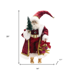 HomeRoots 25" Charming Red and White Resin Santa Figurine - Festive Holiday Centerpiece for Any Home Decor! 633879