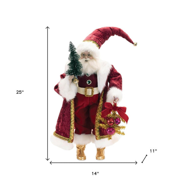 HomeRoots 25" Charming Red and White Resin Santa Figurine - Festive Holiday Centerpiece for Any Home Decor! 633879