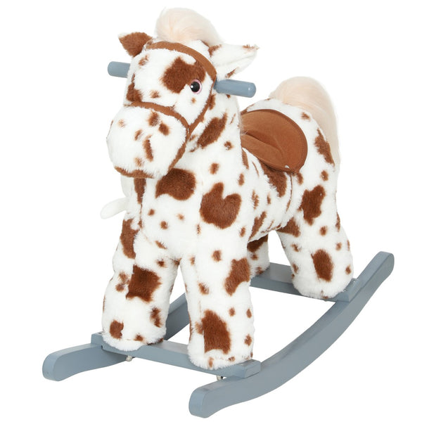 English Elm Kids Plush Rocking Horse with Sound Effects Soft Pp Cotton Toddler Ride on Toy T3971P442056