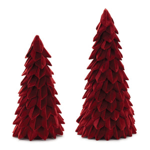 HomeRoots Set of Two Bold Red Fabric Trees - Modern Tabletop Sculptures for Stylish Home Decor & Gifting 633912