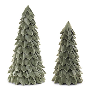 HomeRoots Set of Two Elegant Green Fabric Tree Sculptures for Modern Tabletop Decor & Stylish Accents 633914