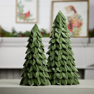 HomeRoots Set of Two Elegant Green Fabric Tree Sculptures for Modern Tabletop Decor & Stylish Accents 633914