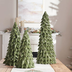 HomeRoots Set of Two Elegant Green Fabric Tree Sculptures for Modern Tabletop Decor & Stylish Accents 633914