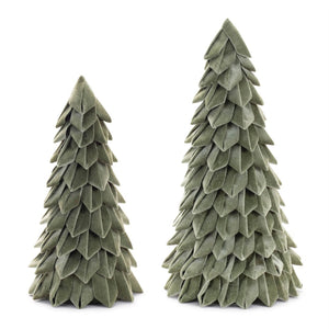 HomeRoots Set of Two Elegant Green Fabric Tree Sculptures for Modern Tabletop Decor & Stylish Accents 633914