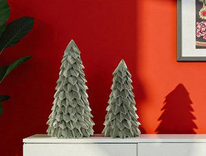 HomeRoots Set of Two Elegant Green Fabric Tree Sculptures for Modern Tabletop Decor & Stylish Accents 633914