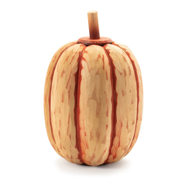 HomeRoots Set of Two Orange Wood Pumpkin Sculptures - Rustic Fall Decor for Thanksgiving Table Centerpieces 633934
