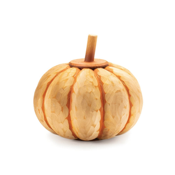 HomeRoots Set of Two Orange Wood Pumpkin Sculptures - Rustic Fall Decor for Thanksgiving Table Centerpieces 633934