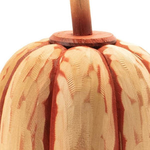 HomeRoots Set of Two Orange Wood Pumpkin Sculptures - Rustic Fall Decor for Thanksgiving Table Centerpieces 633934