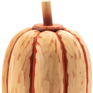 HomeRoots Set of Two Orange Wood Pumpkin Sculptures - Rustic Fall Decor for Thanksgiving Table Centerpieces 633934