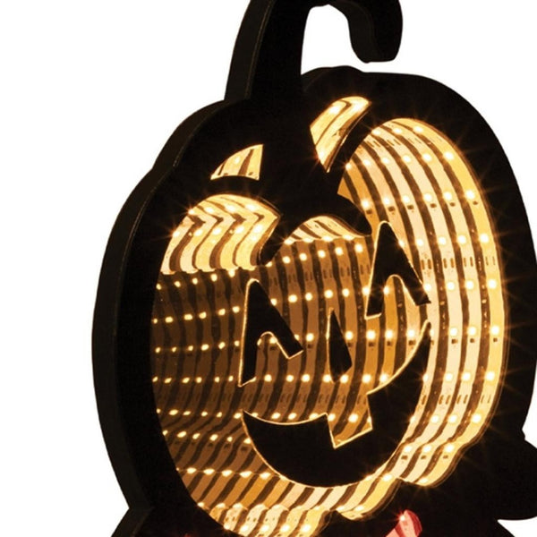 HomeRoots 23" Illuminated Orange Black Yellow Acrylic Jack-O-Lantern Tabletop Sign for Spooky Decor & Gifts 633942