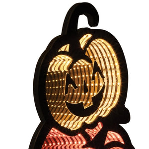HomeRoots 23" Illuminated Orange Black Yellow Acrylic Jack-O-Lantern Tabletop Sign for Spooky Decor & Gifts 633942
