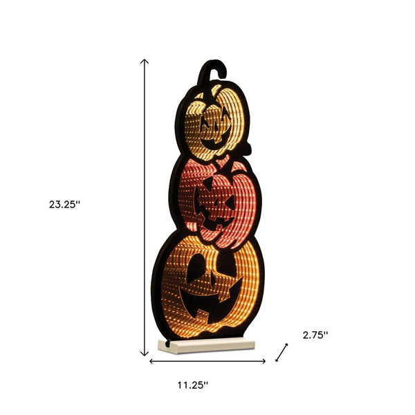 HomeRoots 23" Illuminated Orange Black Yellow Acrylic Jack-O-Lantern Tabletop Sign for Spooky Decor & Gifts 633942