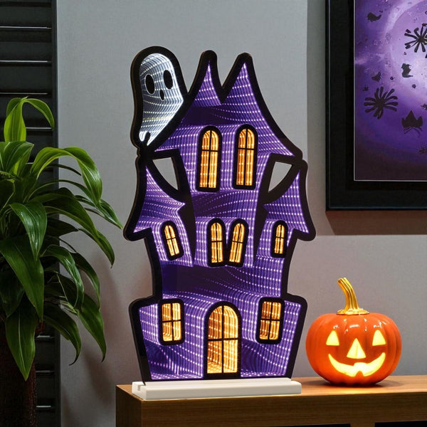 HomeRoots 24" Cheerful Halloween Ghost Acrylic Tabletop Sign with LED Glow - Perfect for Festive Décor! 633947