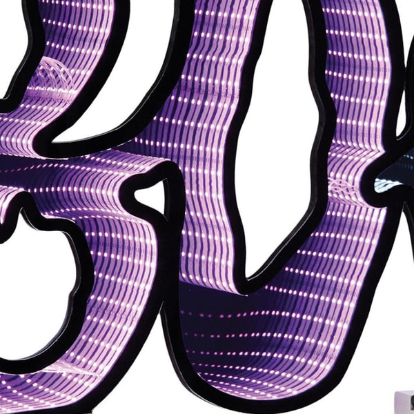 HomeRoots 16" Purple Black and White Acrylic Ghost Tabletop Sign with LED Light for Spooky Halloween Decor 633951