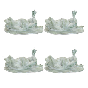 HomeRoots Set of Four Charming Green Polyresin Frog Figurines for Whimsical Home Decor and Gifting Ideas 633957