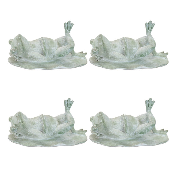 HomeRoots Set of Four Charming Green Polyresin Frog Figurines for Whimsical Home Decor and Gifting Ideas 633957