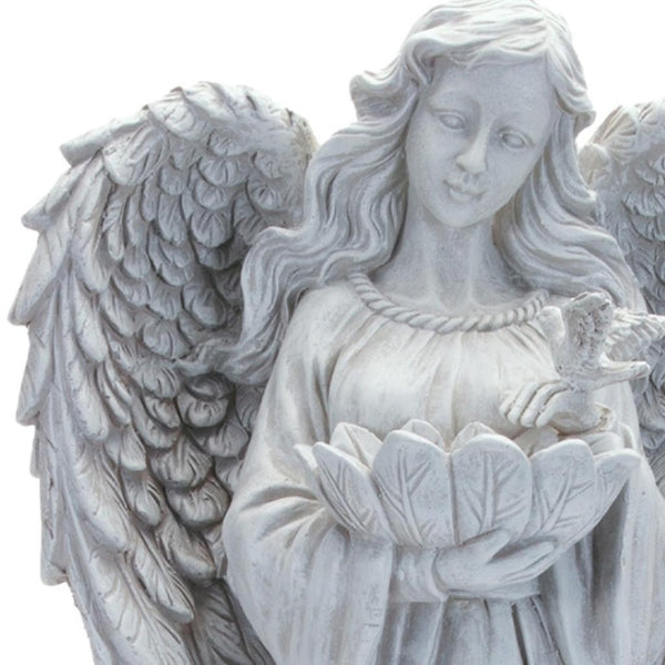 HomeRoots 29" Gray Polyresin Angel Statue - Elegant Decor Piece with Distressed Finish for Serene Home Accents 633971