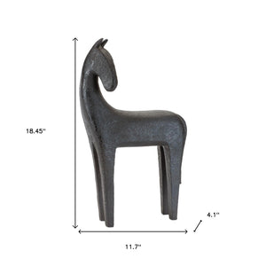 HomeRoots Set of Two Elegant Black Polyresin Horse Sculptures for Stylish Home & Office Décor Accents 633978