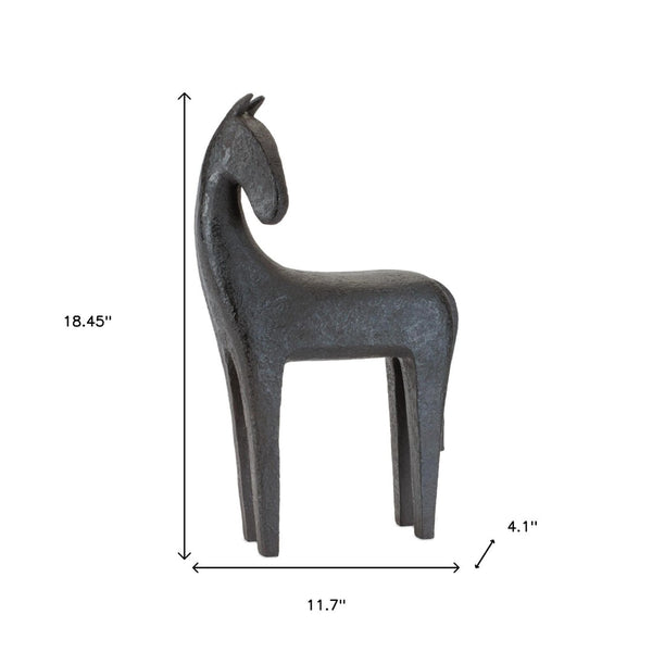 HomeRoots Set of Two Elegant Black Polyresin Horse Sculptures for Stylish Home & Office Décor Accents 633978