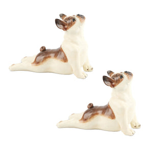 HomeRoots Set of Two Charming White and Brown Polyresin Dog Sculptures for Stylish Home Decor Accents 633979