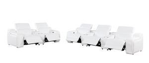 HomeRoots Two Piece White Leather Sectional Sofa Set for Spacious Living Room Comfort 633998