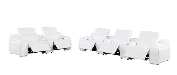 HomeRoots Two Piece White Leather Sectional Sofa Set for Spacious Living Room Comfort 633998