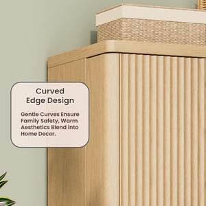 English Elm 72" Fluted Pantry Cabinet Tall Freestanding Kitchen Organizer with Sculpted Wood Doors Oak W1820P379274