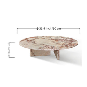English Elm Pink Natural Marble Coffee Table - Luxurious 35.4" Accent Table With Unique Veining & Metal Base W1696P314932-GIGA