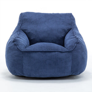 English Elm Giant Corduroy Bean Bag Sofa with Armrests Foam Filled Cozy Adult Lounge Chair Dark Blue W2200P442801