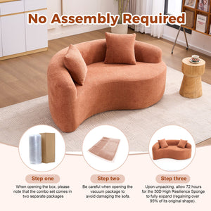English Elm LY-042 Zen-Inspired S-Curved Dual-Depth Loveseat with Chenille Upholstery, Ready-to-Use Comfort Coral W2231P329722