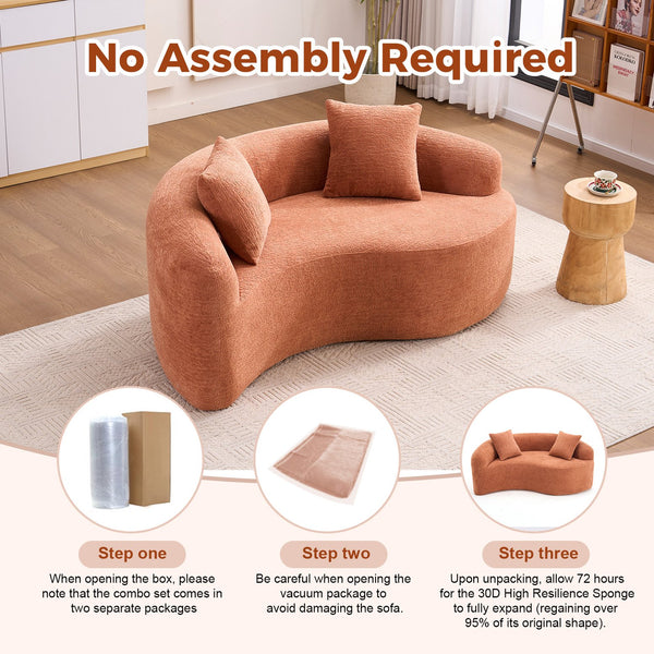 English Elm LY-042 Zen-Inspired S-Curved Dual-Depth Loveseat with Chenille Upholstery, Ready-to-Use Comfort Coral W2231P329722