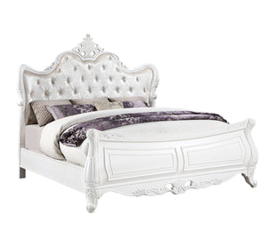 English Elm Opulence 4-Piece Queen Bedroom Set In Pearl White - Modern Elegance With Timeless Storage Solutions B009S01368-GIGA