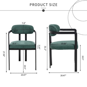 English Elm Modern Tufted Boucle Dining Chairs Set of 2 with Curved Back and Matte Metal Legs Antique Green,Black W3244P337417