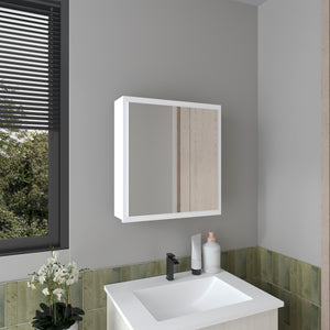 English Elm Medicine Compact Wall Cabinet with Mirror Door, Engineered Wood Storage, Durable, Space-Saving Design White 27.17 L x 24.8 W x 4.33 H B097P250884